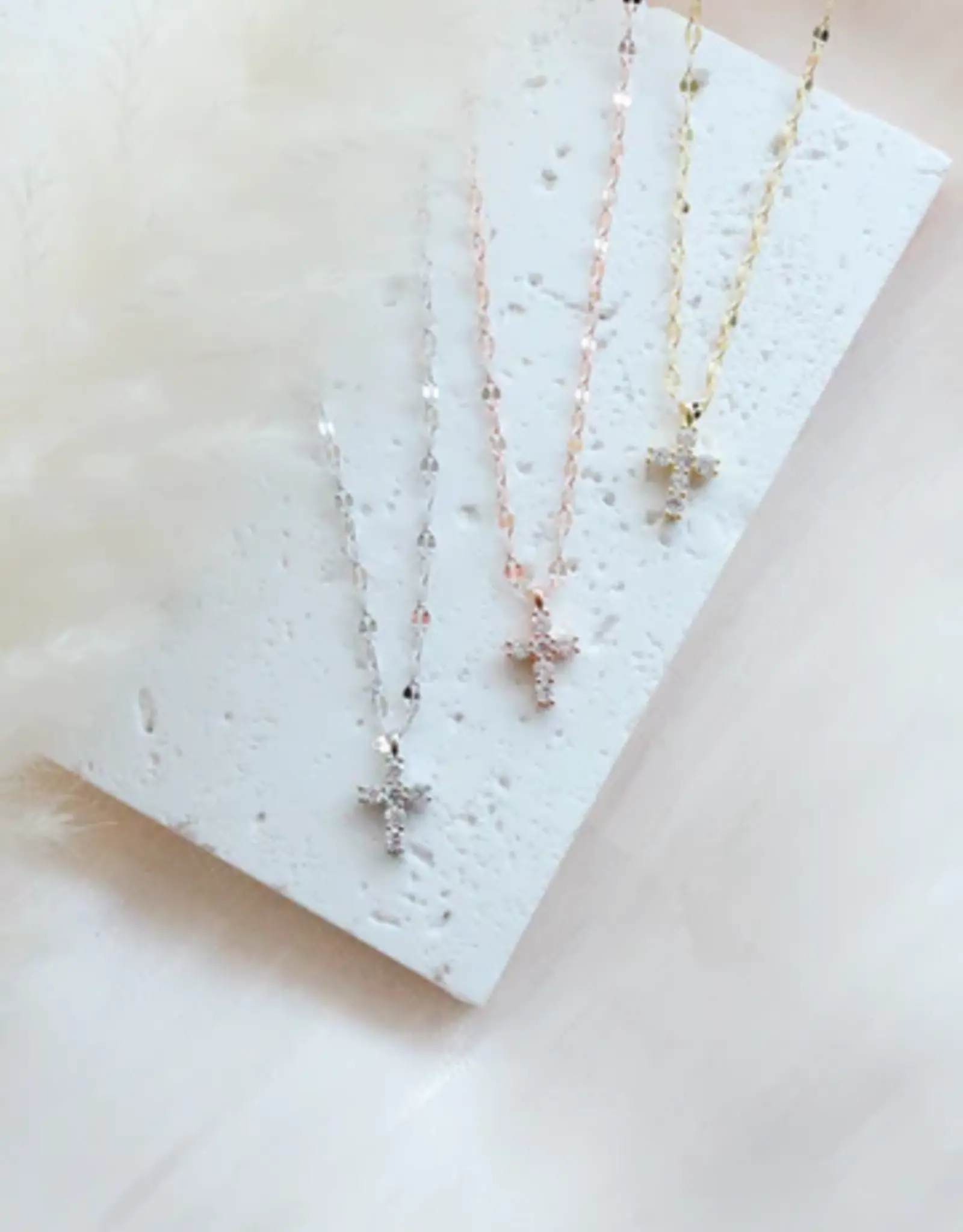 Sweet Three Designs Blessing Necklace, Gold