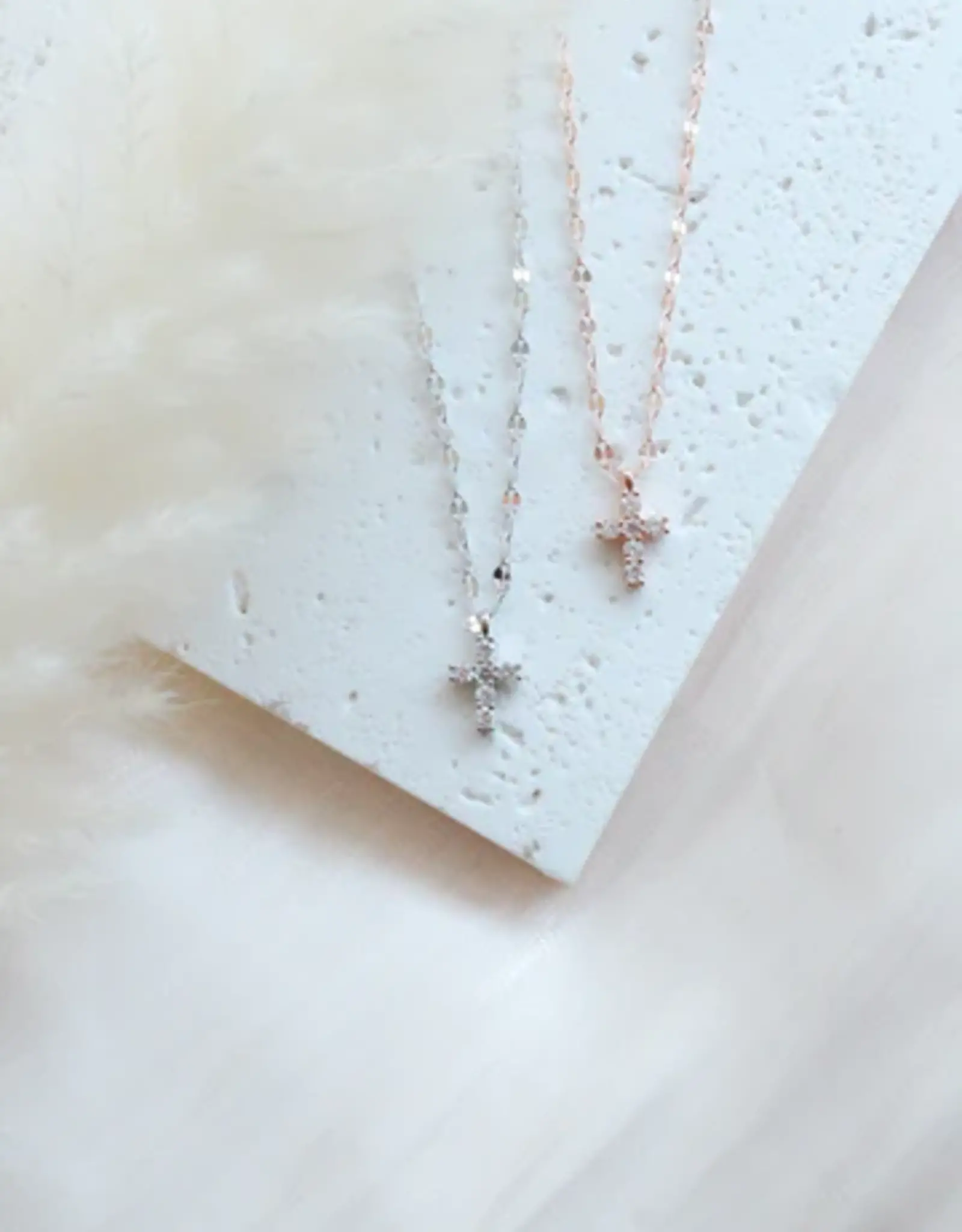 Sweet Three Designs Blessing Necklace, Rose Gold