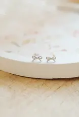 Sweet Three Designs Tiny Bow Studs, Silver