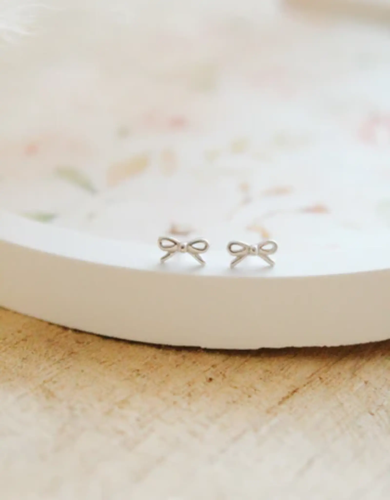 Sweet Three Designs Tiny Bow Studs, Silver