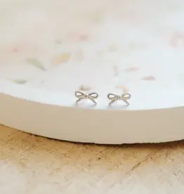 Sweet Three Designs Tiny Bow Studs, Silver