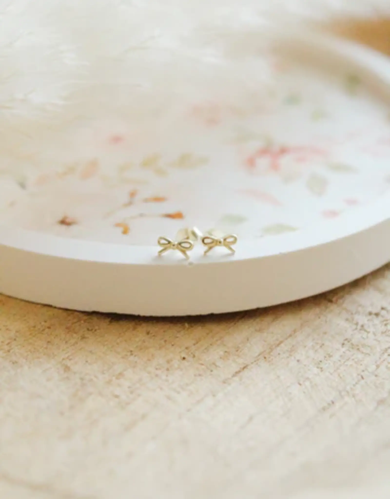 Sweet Three Designs Tiny Bow Studs, Rose Gold