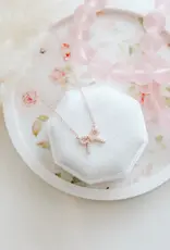 Sweet Three Designs Heather Bow Necklace, Rose Gold