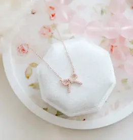 Sweet Three Designs Heather Bow Necklace, Rose Gold