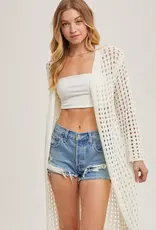 Open Knit Long Line Cardigan