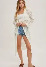 Open Knit Long Line Cardigan