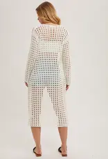 Open Knit Long Line Cardigan