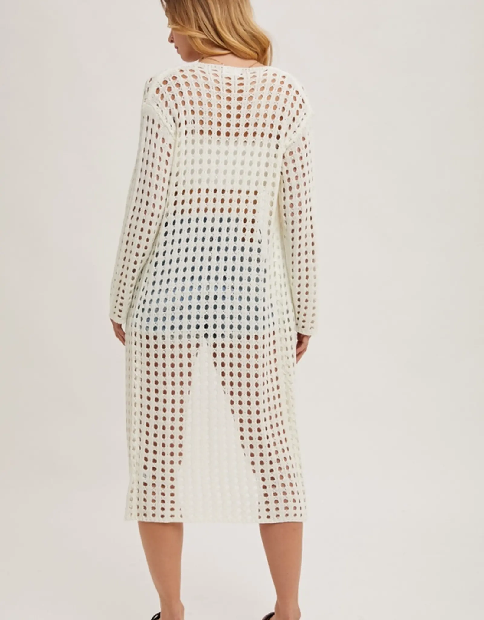 Open Knit Long Line Cardigan