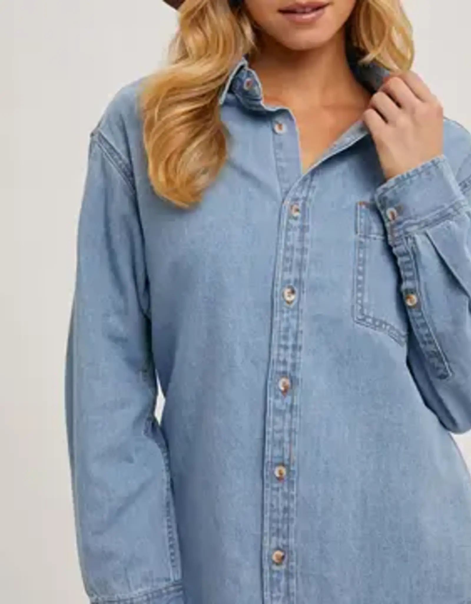 Denim Button Down Long Sleeve Shirt
