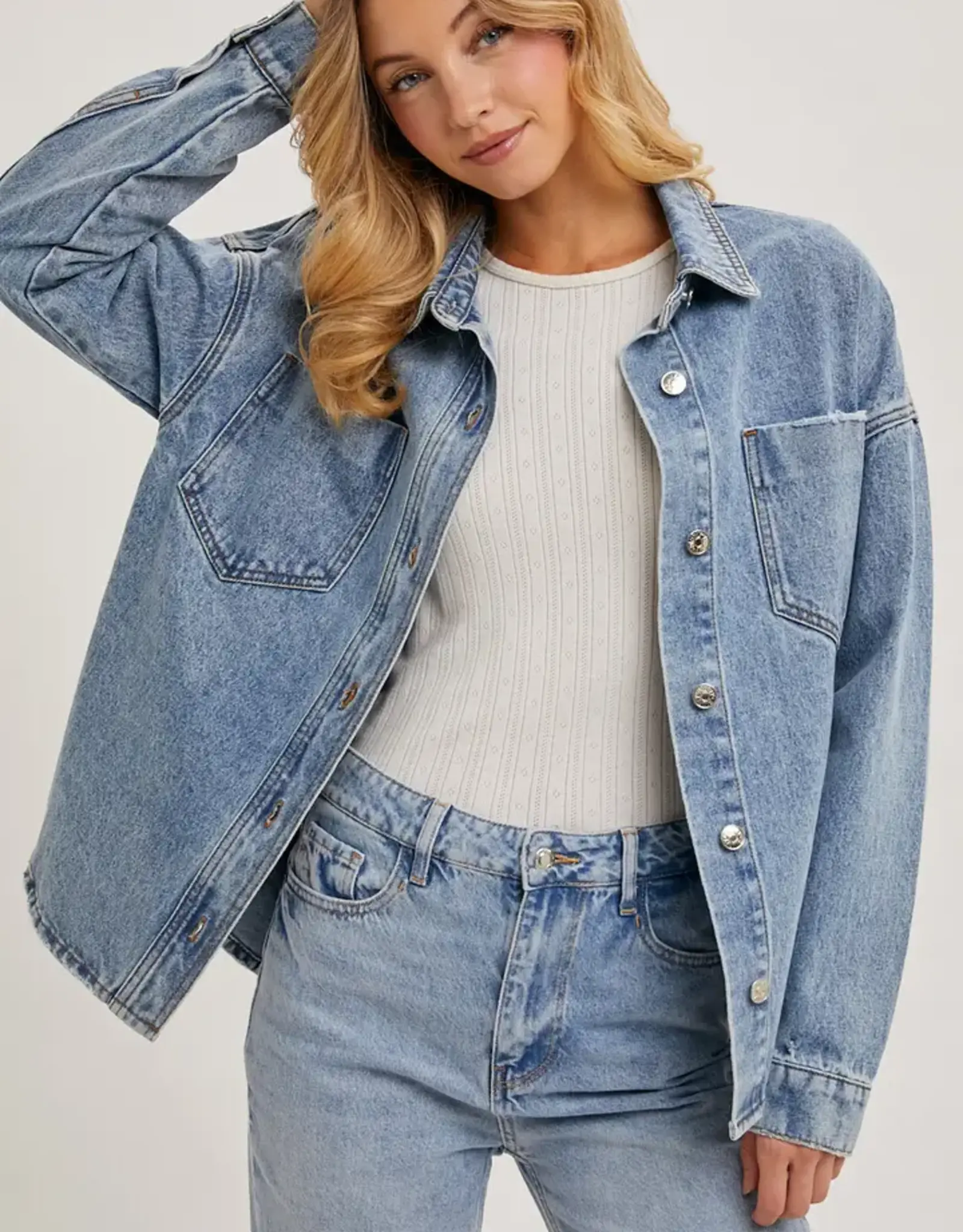 Button Down Dolphin Hem Jacket
