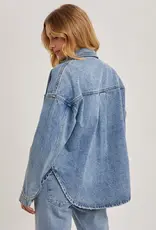 Button Down Dolphin Hem Jacket