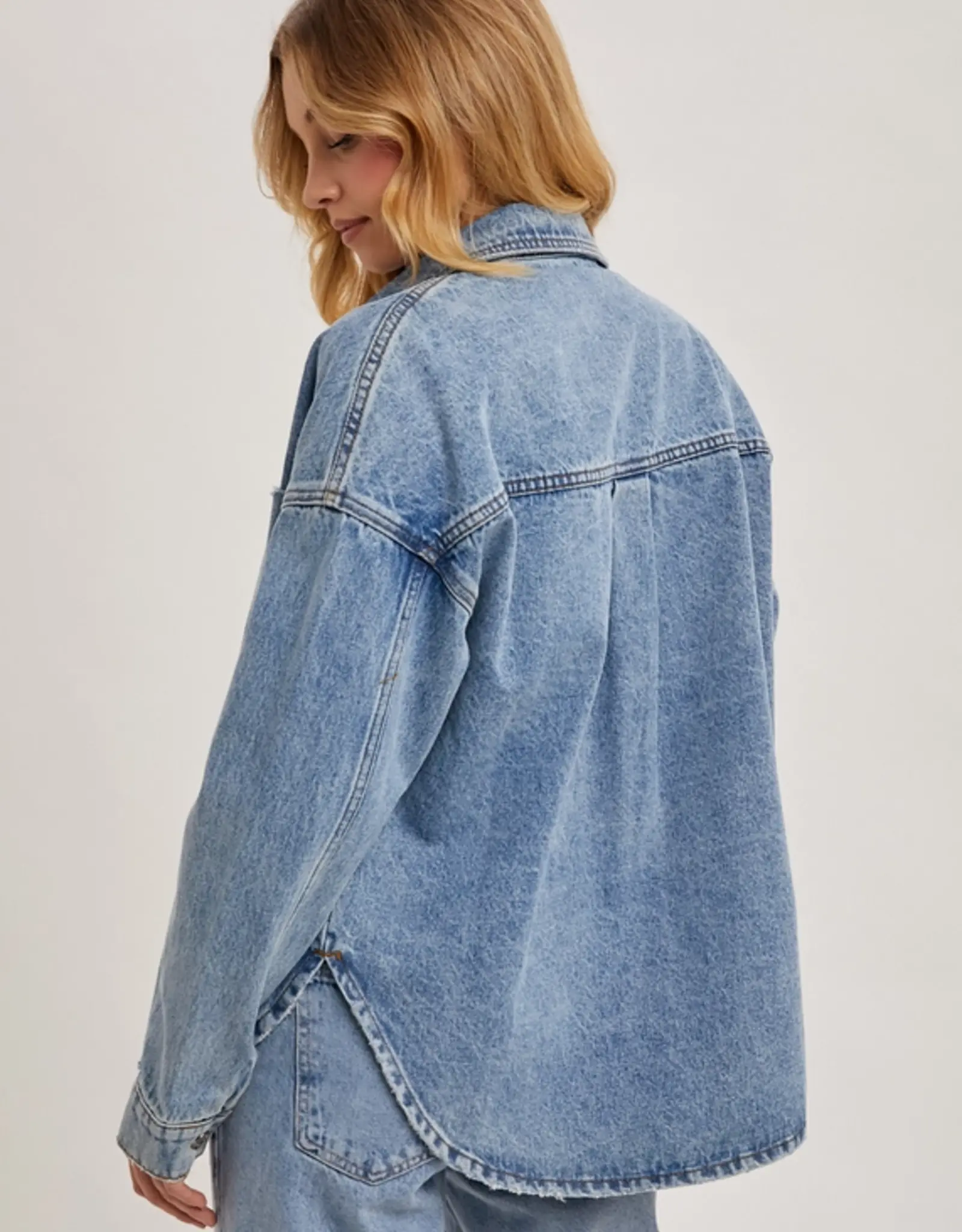 Button Down Dolphin Hem Jacket