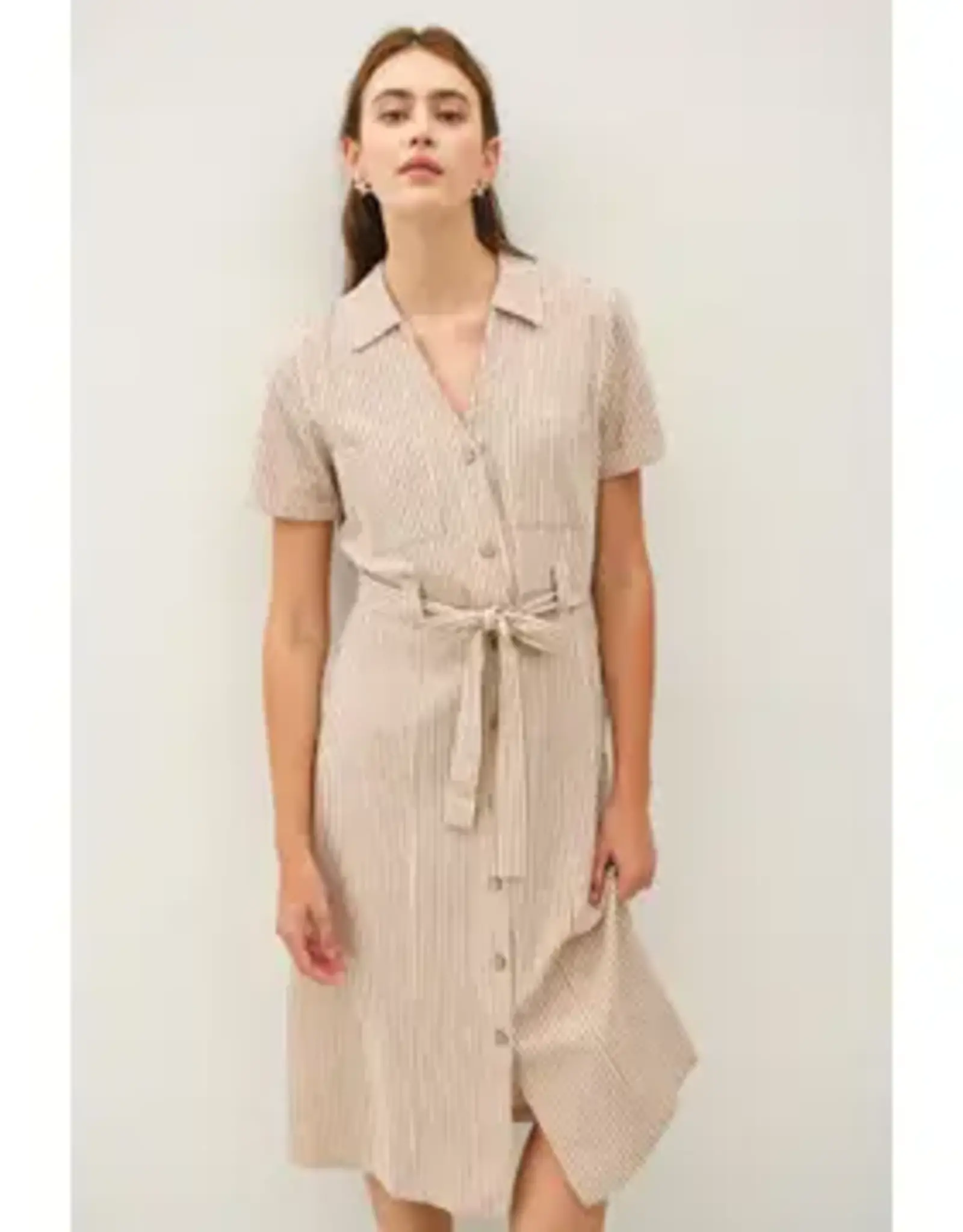 Striped Utility-Style Cotton Midi Dress