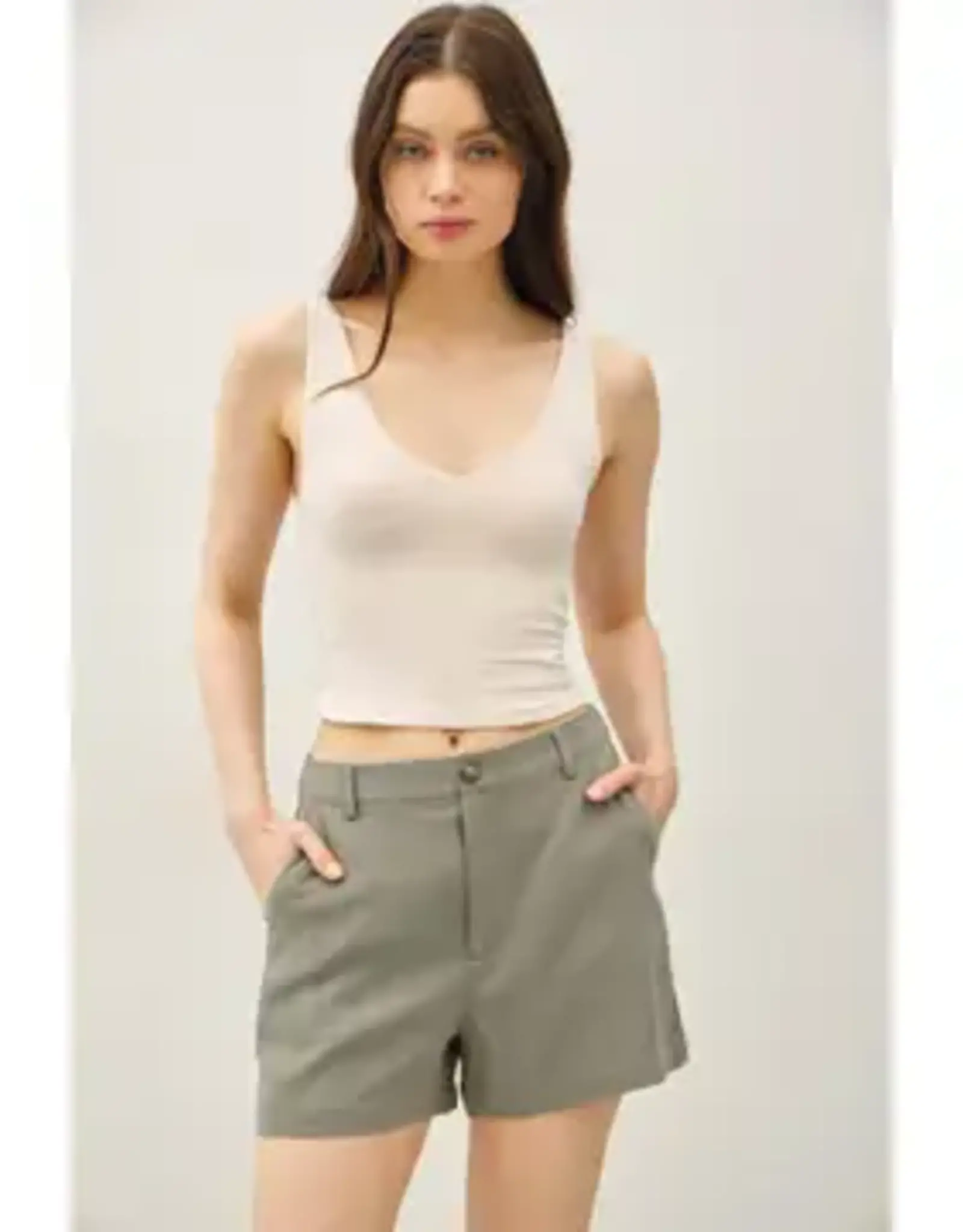 High Waisted Linen Short