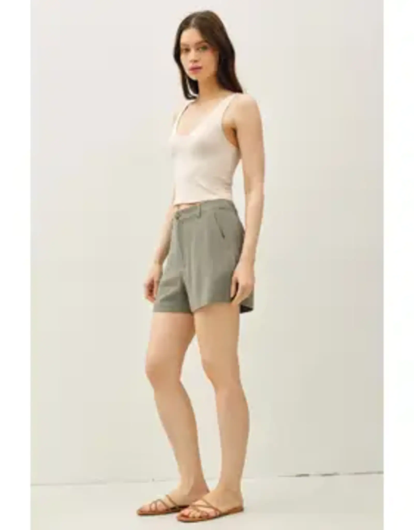 High Waisted Linen Short