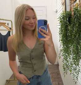 Classic Cut Button Up Tencel Vest
