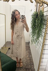 Striped Utility-Style Cotton Midi Dress