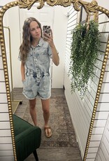 Washed Denim Short Sleeved Romper