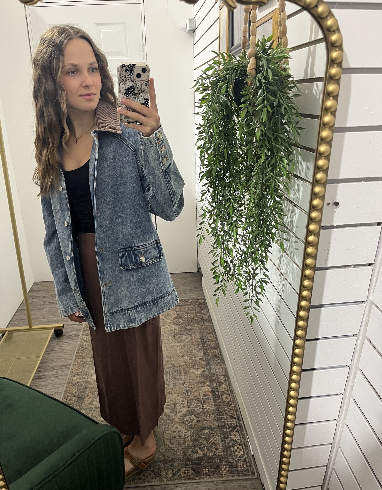 Denim Corduroy Collar Barn Coat