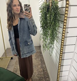 Denim Corduroy Collar Barn Coat