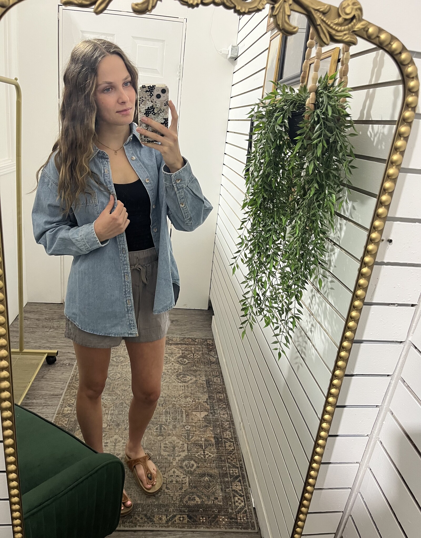 Denim Button Down Long Sleeve Shirt