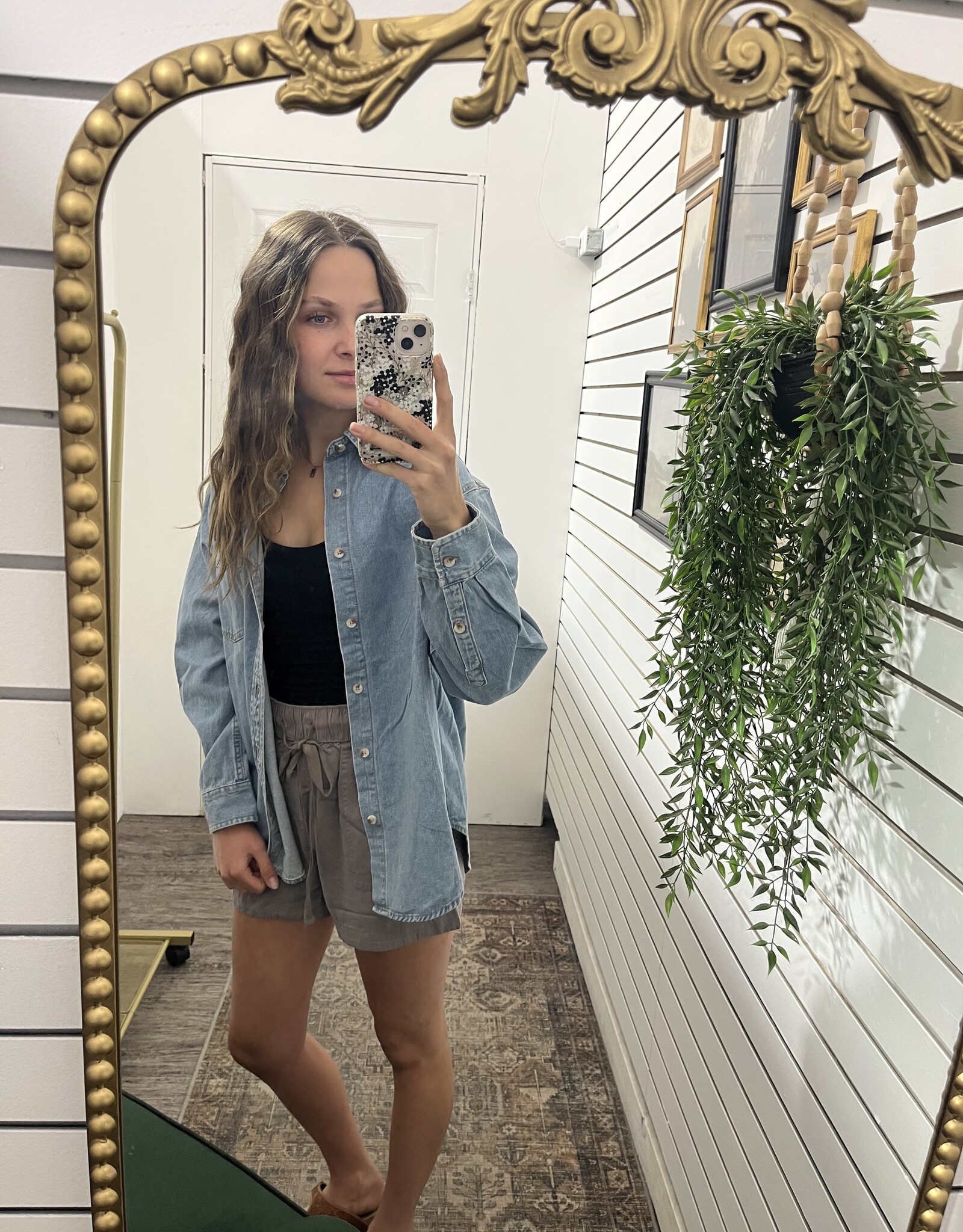 Denim Button Down Long Sleeve Shirt