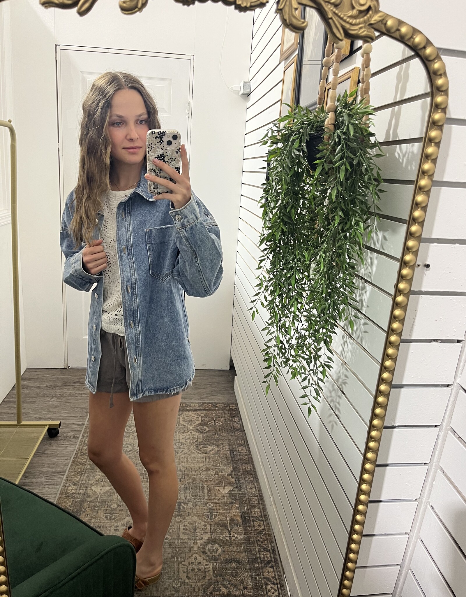 Button Down Dolphin Hem Jacket