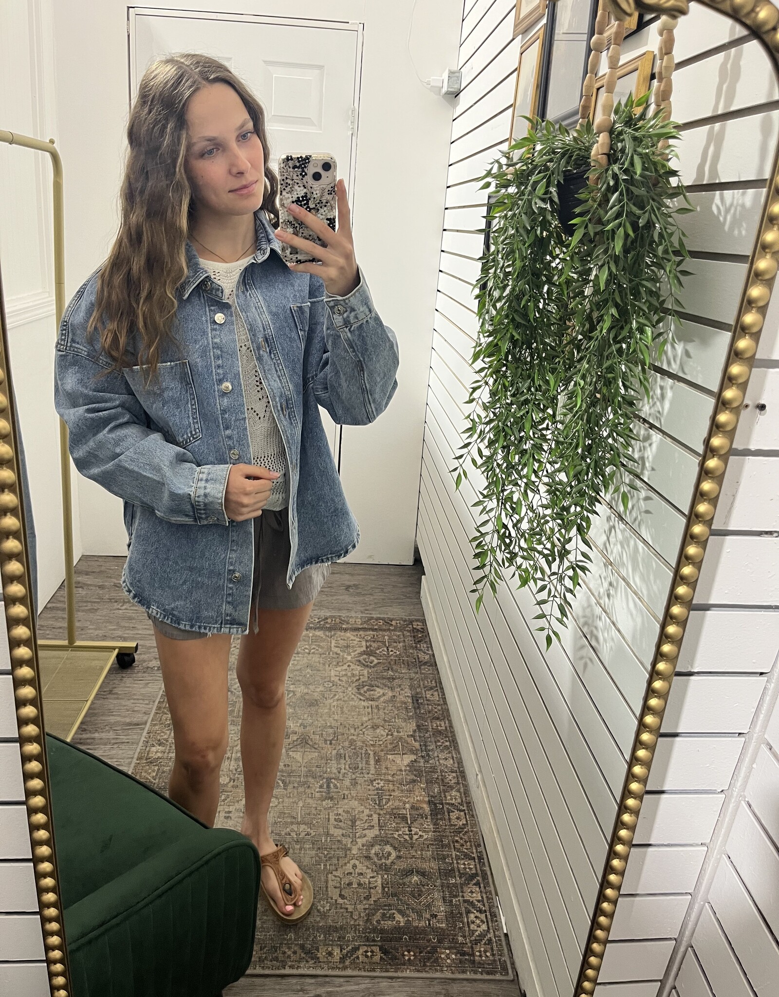 Button Down Dolphin Hem Jacket