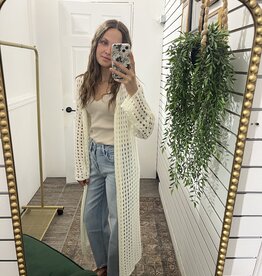 Open Knit Long Line Cardigan