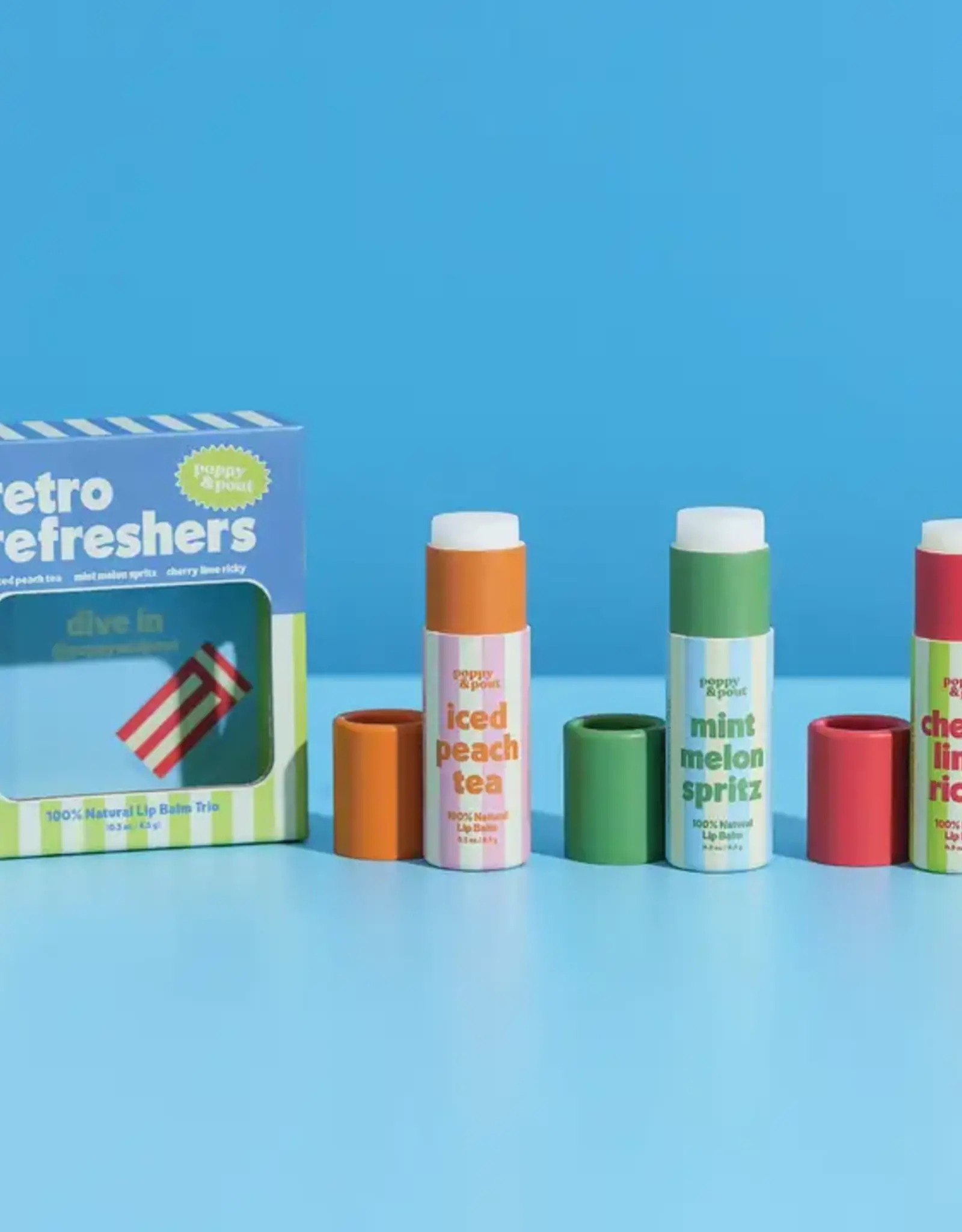 Poppy & Pout Lip Balm Trio, Retro Refreshers