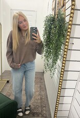 Acid Wash Henley Pullover