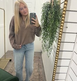 Acid Wash Henley Pullover