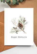Balsam Paper Co Greeting Card, Floral Happy Holidays