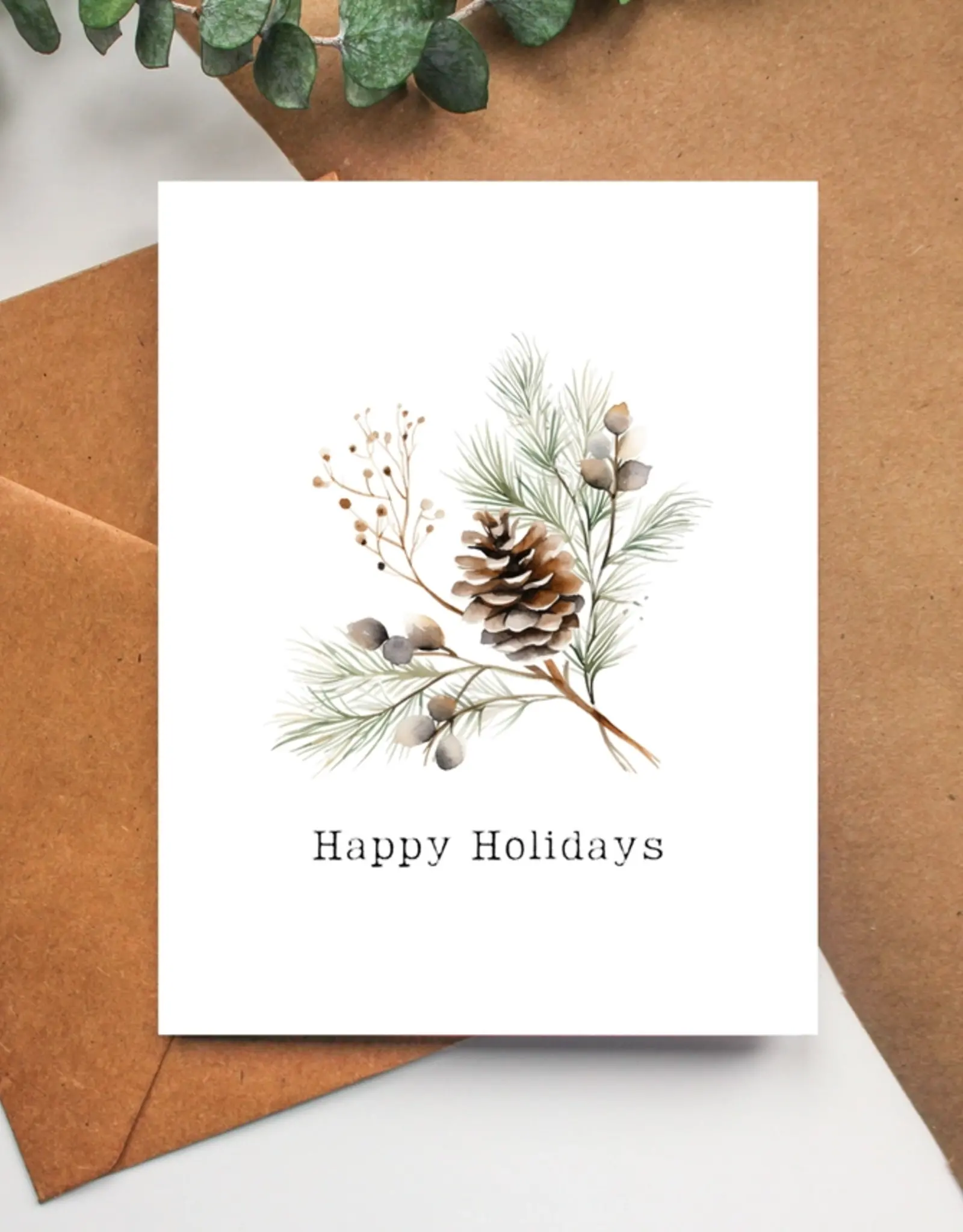 Balsam Paper Co Greeting Card, Floral Happy Holidays