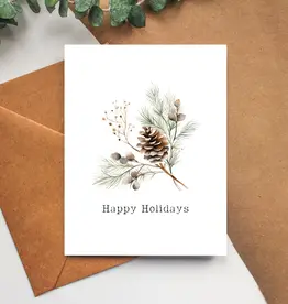 Balsam Paper Co Greeting Card, Floral Happy Holidays