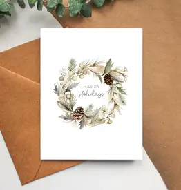 Balsam Paper Co Greeting Card, Holiday Wreath