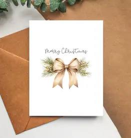 Balsam Paper Co Greeting Card, Christmas Bow