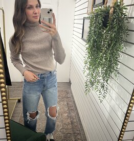 Knit Mock Neck Ribbed Top