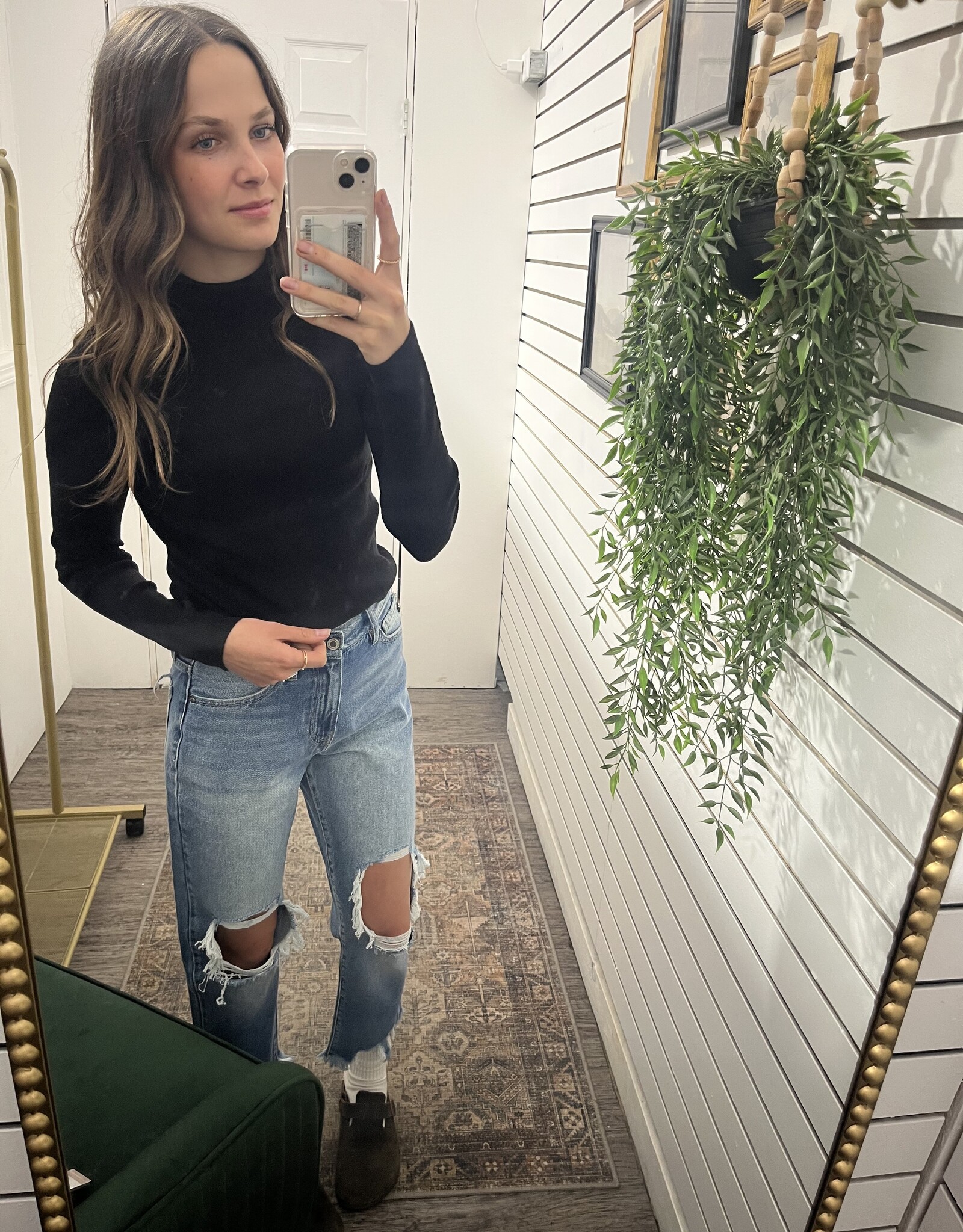 Mock Neck Ribbed Sweater