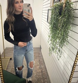 Mock Neck Ribbed Sweater