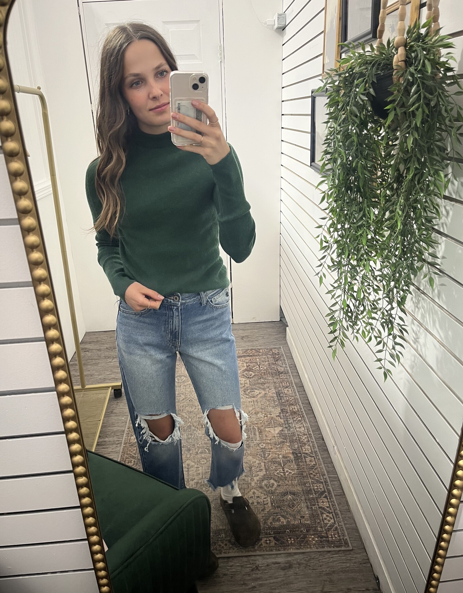 Mock Neck Ribbed Sweater