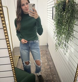 Mock Neck Ribbed Sweater