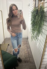 Mock Neck Ribbed Sweater