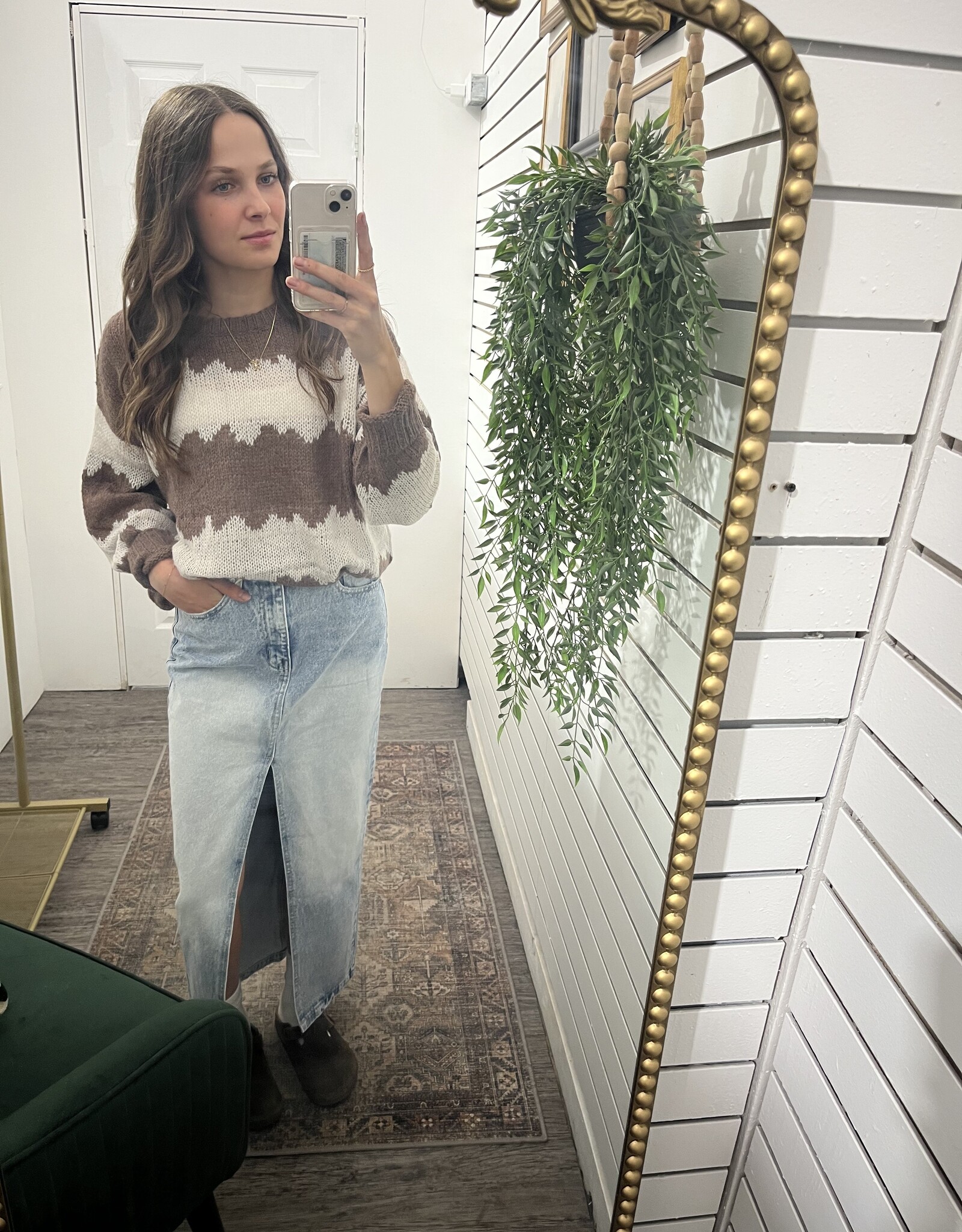 Zigzag Knit Sweater Pullover