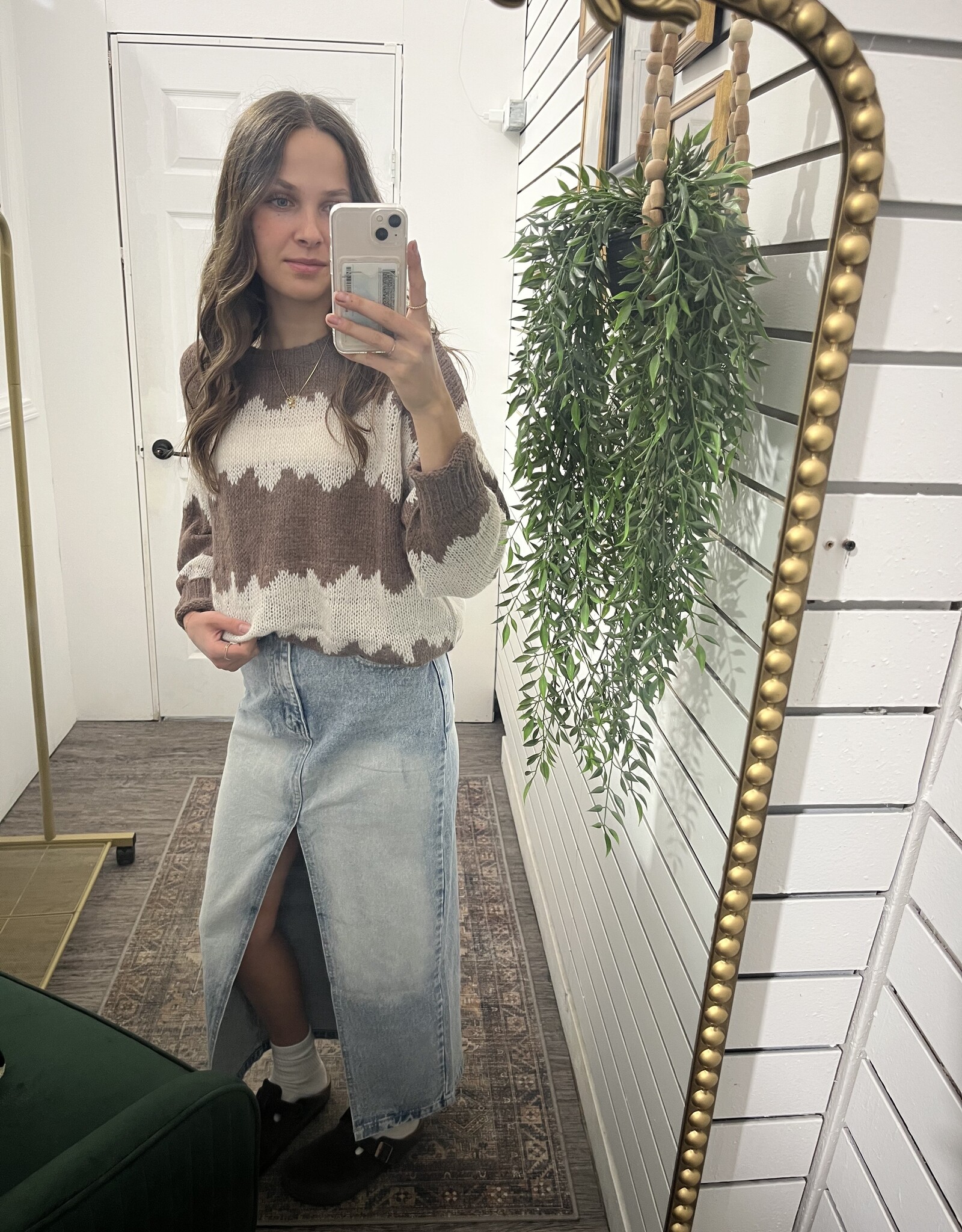 Zigzag Knit Sweater Pullover