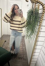 Striped Rib-Knit Sweater