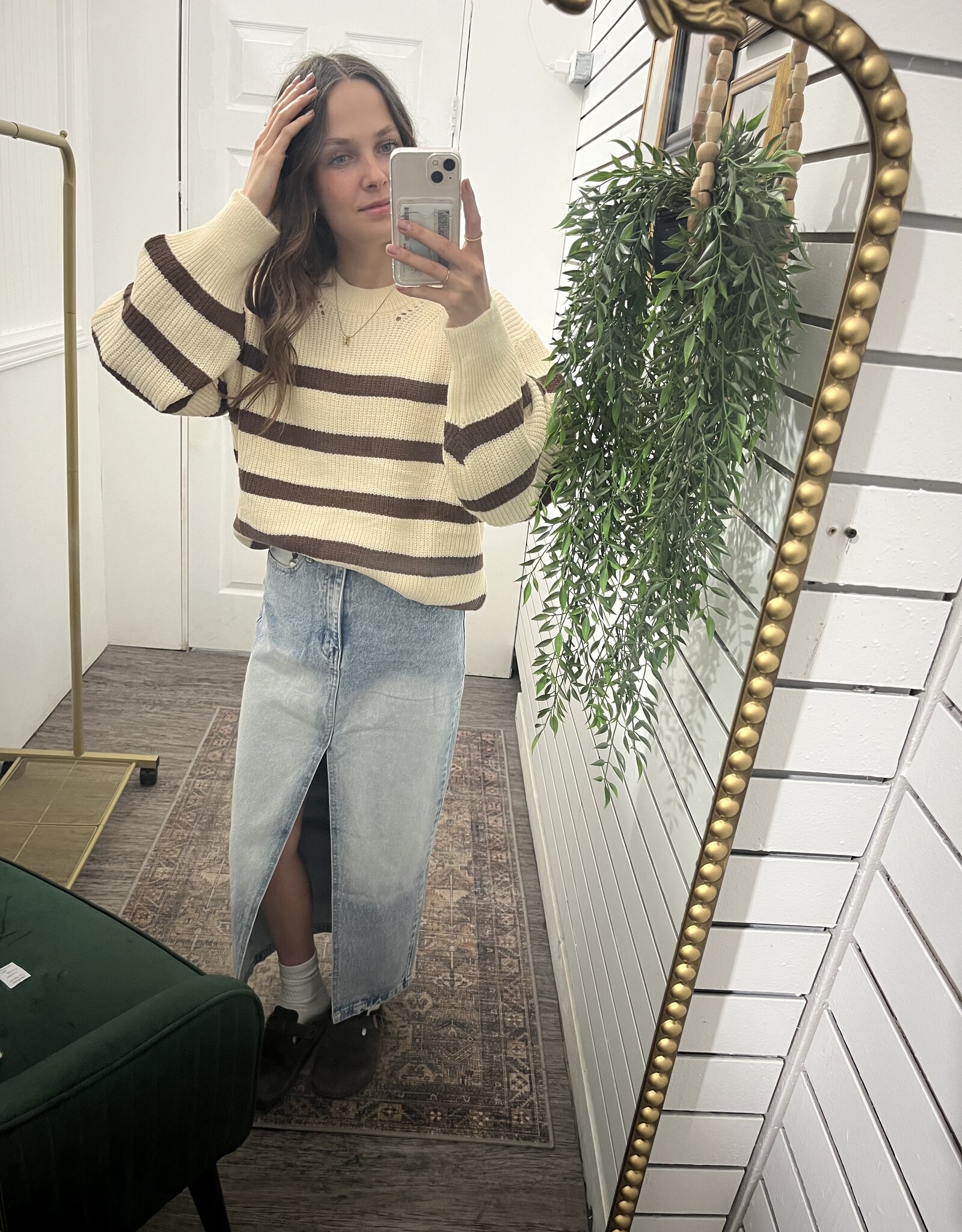 Striped Rib-Knit Sweater