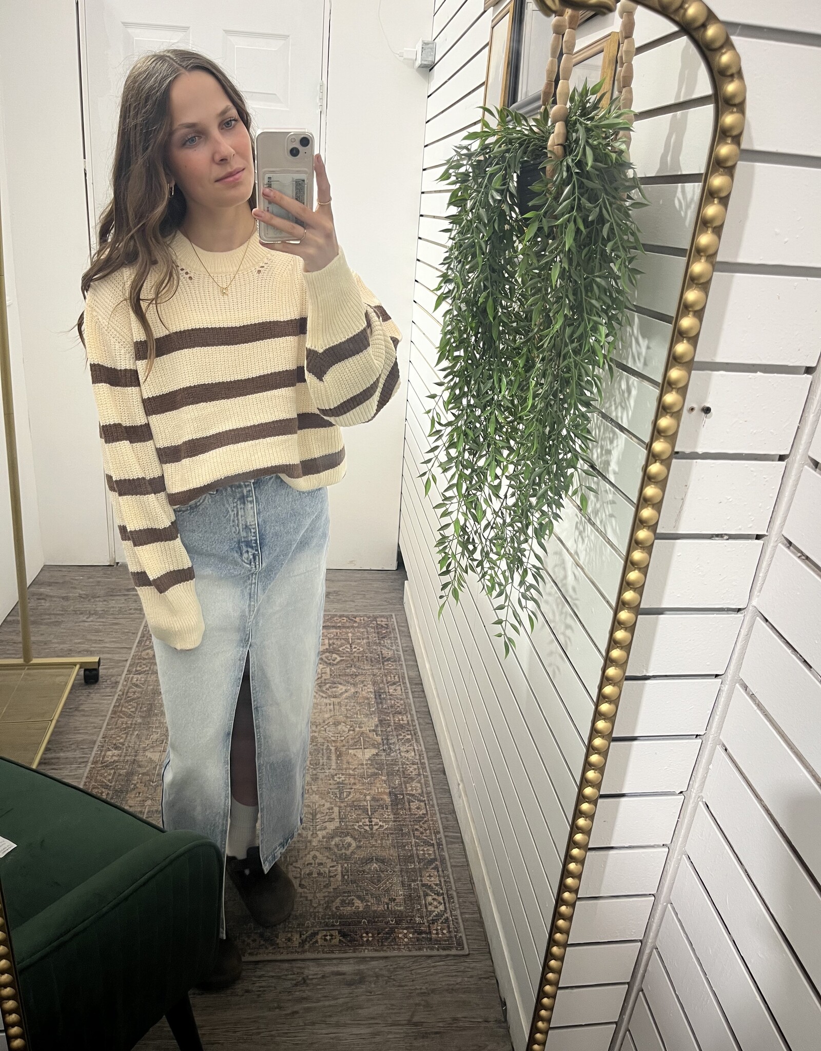 Striped Rib-Knit Sweater