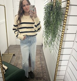 Striped Rib-Knit Sweater