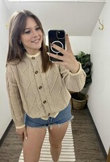 Button Down Cable Knit Cardigan